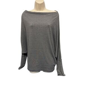 Neely‎ Womens Heathered Grey Boat Neck Dolman Batwing Sleeve Knit Top OS